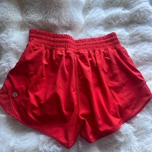 High rise red lululemon shorts